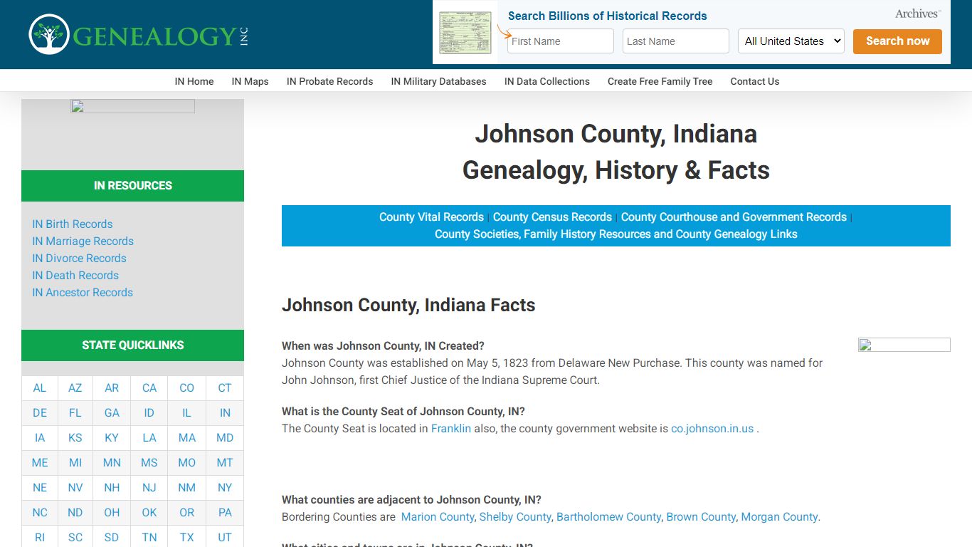 Johnson County, Indiana Genealogy: Courthouse & Clerks ...