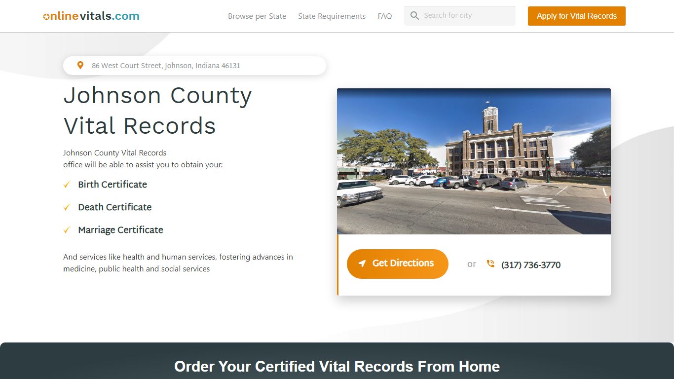 Johnson County Vital Records in Johnson, Indiana | Order ...